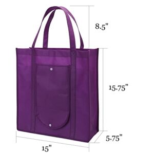 Tosnail 15 Pack Large Reusable Grocery Tote Bags Durable Heavy Duty Shopping Totes Foldable Into Pouch - Assorted 5 Colors