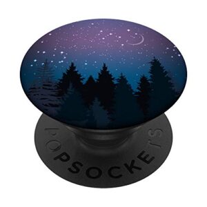 blue purple galaxy moon and stars forest for girl boys black popsockets swappable popgrip