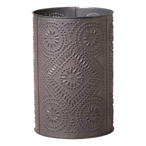 irvin's country tinware waste basket with diamond in kettle black