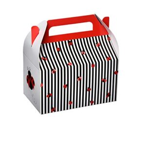 hammont paper treat boxes - (10 pack) - party favors treat container cookie boxes cute designs perfect for parties and celebrations 6.25" x 3.75" x 3.5" (ladybug)