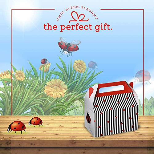 Hammont Paper Treat Boxes - (10 Pack) - Party Favors Treat Container Cookie Boxes Cute Designs Perfect for Parties and Celebrations 6.25" x 3.75" x 3.5" (Ladybug)