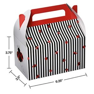 Hammont Paper Treat Boxes - (10 Pack) - Party Favors Treat Container Cookie Boxes Cute Designs Perfect for Parties and Celebrations 6.25" x 3.75" x 3.5" (Ladybug)