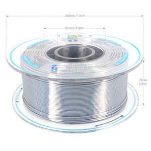 YOUSU Silk Silver PLA Filament 1.75mm 3D Printer Filament with Shiny Surface, Shiny Metallic PLA Silk Filament 1kg Spool, Compatible with Most of 3D Printer.