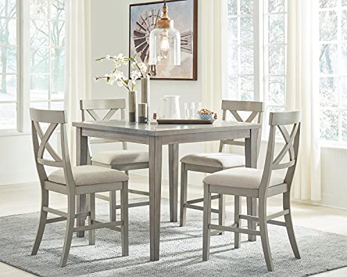 Signature Design by Ashley Parellen Modern Square Counter Height Dining Table, Gray