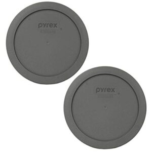 pyrex 7201-pc puddle gray round plastic food storage replacement lid, made in usa - 2 pack