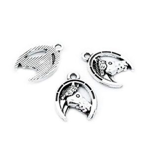 70 pieces antique silver plated jewelry charms gy04028 horseshoe horse hoof head