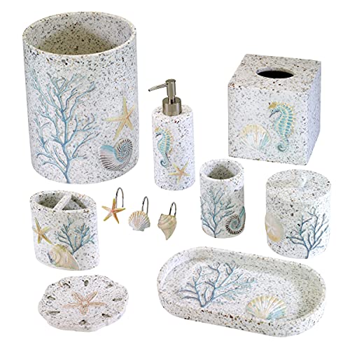 Avanti Linens - Wastebasket, Decoartive Trash Can, Sea Inspired Home Decor (Coastal Terrazo Collection)