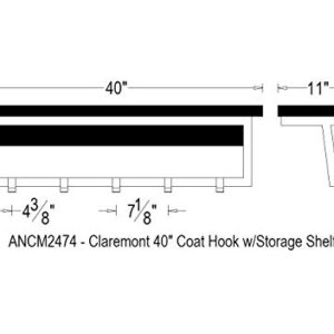 Alaterre Furniture Claremont 40" L Rustic Wood Coat Hook with Shelf