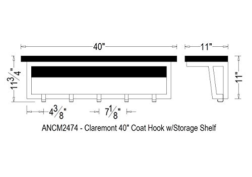 Alaterre Furniture Claremont 40" L Rustic Wood Coat Hook with Shelf