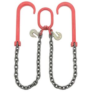 mytee products grade 80 v bridle chain, tow recovery g80 3/8" x 3' chain 7100# lbs, two 15" j-hook & eye cradle grab hook