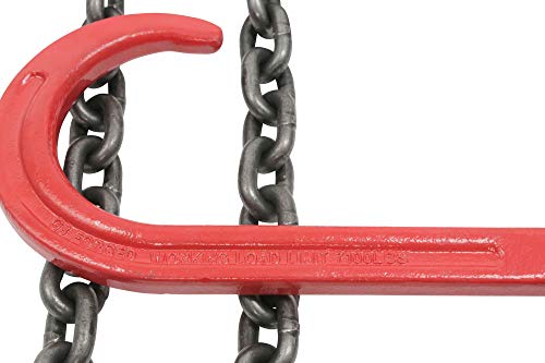 Mytee Products Grade 80 V Bridle Chain, Tow Recovery G80 3/8" x 3' Chain 7100# Lbs, Two 15" J-Hook & Eye Cradle Grab Hook