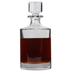 lily's home glass decanter for whiskey, bourbon, brandy, wine or any other liquor or beverage. with a glass stopper. round, stylish and functional piece (26 ounces)
