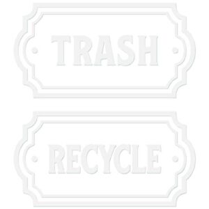 recycle and trash elegant decal to organize trash cans or garbage containers and walls - premium cut vinyl (xsmall, white matte-r)