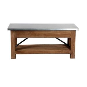 Alaterre Furniture Millwork Wood and Zinc Metal 40" Bench with Shelf