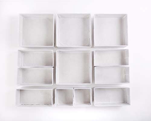 12pcs White Large Drawer Organizer Drawer Organizers for Clothing Wardrobe Clothes Organizer Underwear Organizer Dresser Drawer Organizers Underwear Drawer Organizer Clothes