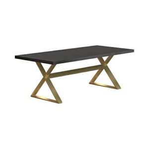 conway collection conway x-trestle base dark walnut and aged gold dining table (191991)