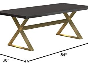 Conway Collection Conway X-Trestle Base Dark Walnut and Aged Gold Dining Table (191991)