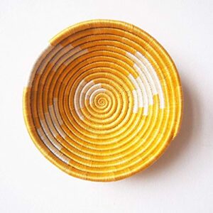 small african basket: cyungo/rwanda basket/woven bowl/sisal & sweetgrass basket/sunshine, white