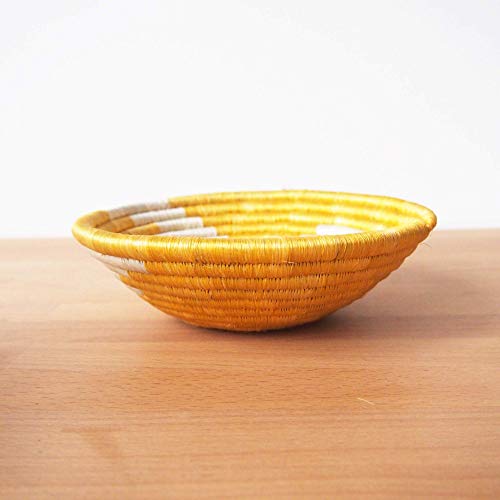 Small African Basket: Cyungo/Rwanda Basket/Woven Bowl/Sisal & Sweetgrass Basket/Sunshine, White