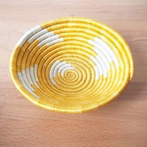 Small African Basket: Cyungo/Rwanda Basket/Woven Bowl/Sisal & Sweetgrass Basket/Sunshine, White