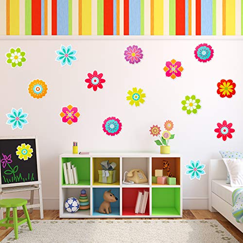 45 Pieces Spring Flower Cutouts Mini Retro Flower Cutouts Springtime Cut-Outs for Bulletin Board Classroom School Party Decoration