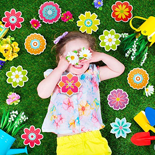 45 Pieces Spring Flower Cutouts Mini Retro Flower Cutouts Springtime Cut-Outs for Bulletin Board Classroom School Party Decoration