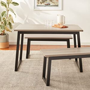 Signature Design by Ashley Waylowe Modern 3-Piece Dining Set, Includes Table and 2 Benches, Black & Beige