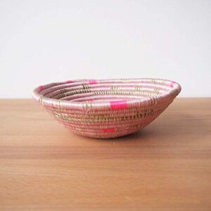Small African Basket: Muyaga/Rwanda Basket/Woven Bowl/Sisal & Sweetgrass Basket/Pinks, Sweetgrass