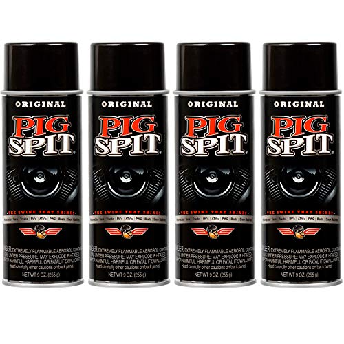 Pig Spit Original for Use on Motors, Transmissions, Vinyl and Black Plastic Trim Components and Tires, 9 oz, 4-Pack