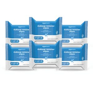 amazon basics make up remover wipes, fragrance free, 150 count (6 packs of 25) (previously solimo)