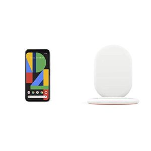 google pixel 4, clearly white, 128gb unlocked cell phone bundled with google pixel stand fast wireless charger