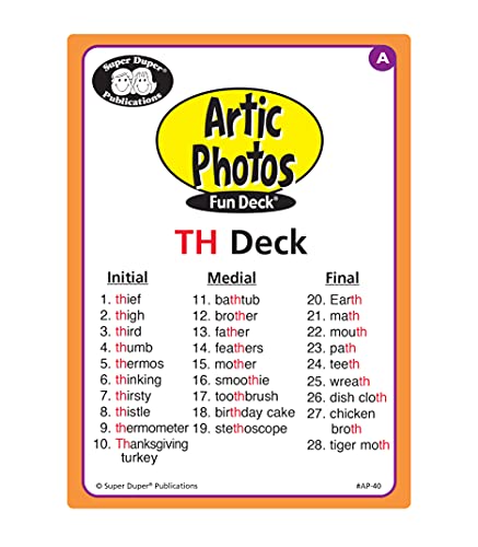 Super Duper Publications | Articulation Photos TH Sound Fun Deck Flash Cards | Educational Learning Resource for Children