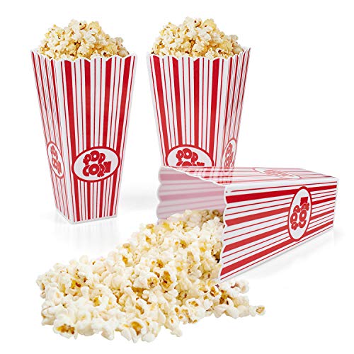 Tebery 21 Pack Plastic Open-Top Popcorn Boxes Reusable Popcorn Containers - 7.7" Tall x 4" Square