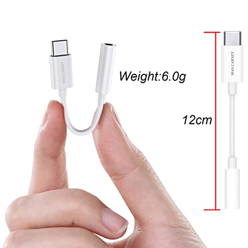 MAS CARNEY (2Pack, Black + White) USB Type C to 3.5mm Female Aux Adapter, HiFi Audio Headphones Jack, Compatible with Huawei Google Pixel Mi Moto Z iPad Pro MacBook