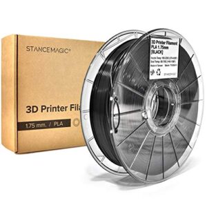 stancemagic black 3d printer filament 1.75mm pla for 3d printers, fdm printers, 3d pens, 0.8kg (1.75lbs) pack