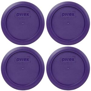 pyrex 7200-pc plum purple round plastic food storage replacement lid, made in usa - 4 pack