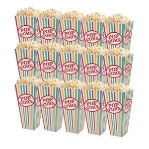tebery 15 pack plastic open-top rainbow popcorn boxes reusable popcorn containers -7.7" tall x 4" square