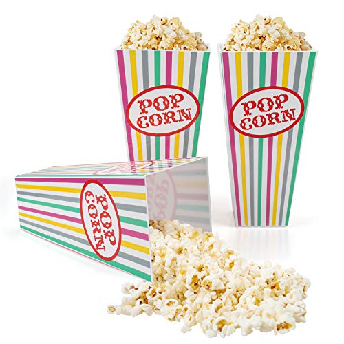 Tebery 15 Pack Plastic Open-Top Rainbow Popcorn Boxes Reusable Popcorn Containers -7.7" Tall x 4" Square