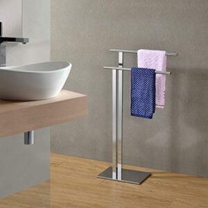kings brand furniture - marinali metal freestanding bathroom towel rack stand, chrome