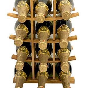 DECOMIL - 12 Bottle Wine Rack, Samurai Style & Stackable, Modular, Wine Storage Rack, Solid Bamboo Wine Holder Display Shelves, Wobble-Free (12 Bottle Capacity - Samurai Style Capacity)