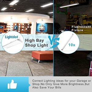 Lightdot 2 Pack LED High Bay Shop Light, 4FT (Large Area Illumination) 265W 38000LM [Eqv.1000W MH/HPS] 5000K Daylight Linear Hanging Light for Warehouse, Energy Saving Upto 10000KW/5Yrs(5Hrs/Day)