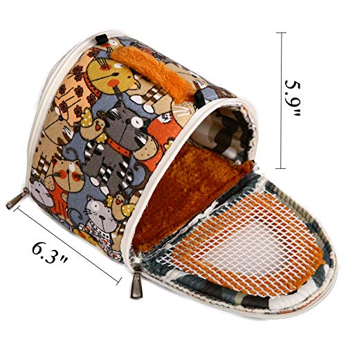 Small Pets Carrier Bag, Portable Rats Sugar Glider Guinea Pig Chinchillas Hamster Hedgehog Outdoor Travel Carrier Pouch Bag, Small Animals Breathable Hanging Tote Bag with Detachable Strap Zipper