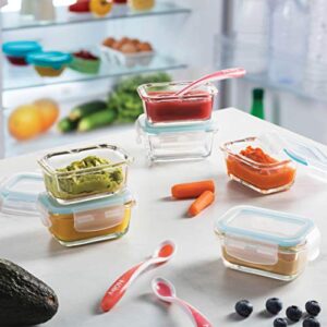 FineDine Glass Meal Prep Containers with Lids - Set of 6 Square 5 Oz Containers - Airtight, Leakproof, Microwave & Dishwasher Safe - Perfect for Snacks, Dips, and Meal Prep (Teal)