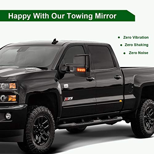 CTCAUTO Towing Mirrors Fitment For 2014-2019 for Chevy for Silverado for GMC for Sierra Tow Mirrors with Driver and Passenger Side Power Adjustment Heated with Turn Signal Light Puddle Light Black