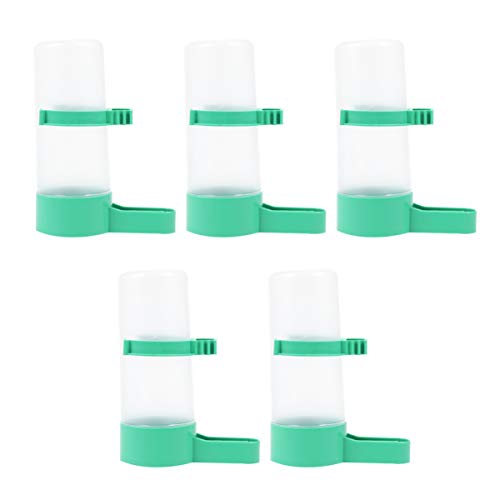 Yardwe 5PCS Bird Water Feeder Automatic Parrot Water Bottle Pet Bird Plastic Drinker Bowl Waterer Clip for Parrots Budgie Aviary Cockatiel - Medium