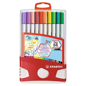 stabilo premium fibre-tip pen pen 68 brush - colorparade - 19 assorted colors + 1 additional black
