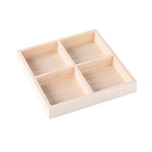 hammont four sections wooden tray - 3 pack - 7’’x7’’x1.22’’ - square wood serving tray with four simple designed compartments