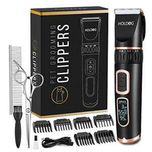 dog clippers professional heavy duty dog grooming clipper 3-speed low noise high power rechargeable cordless pet grooming tools for small & large dogs cats pets with thick & heavy coats