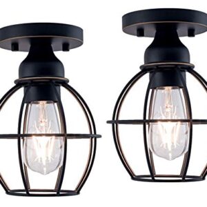 YaoKuem Semi Flush Mount Ceiling Light Fixture, E26 Medium Base, Metal Housing, Bulbs NOT Included, 2-Pack