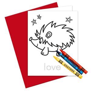 Coloring Cards: Set of 6 Cards for Kids to Color and Practice Letter Writing - All Occasion Greeting Cards with Envelopes 100% Recycled and Made in USA (Hello Love)